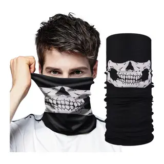 Siyah Renk Dikişsiz Çok Fonksiyonlu Çene Kafatası Yüz Maskesi Baf Buff Bandana Boyunluk Bileklik (5643)