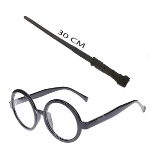 Harry Potter Asası 30 cm ve Siyah Çerçeveli Harry Potter Gözlüğü Seti (5643)