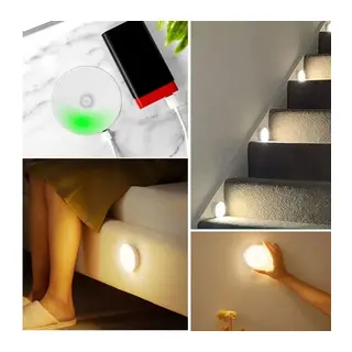 Sensörlü Mıknatıslı Yapışkanlı - Çekmece - Dolap Köşe Aydınlatıcı Kablosuz Şarjlı Led Spot Mutfak Lamba (5643)