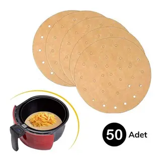 50 Adet Air Fryer Pişirme Kağıdı Tek Kullanımlık Gıda Pişirme Kağıdı Delikli Yuvarlak Model (5643)