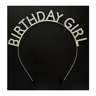 Gümüş Kristal Taşlı Birthday Girl Doğum Günü Tacı İthal Ürün A Kalite 17x16 cm (5643)