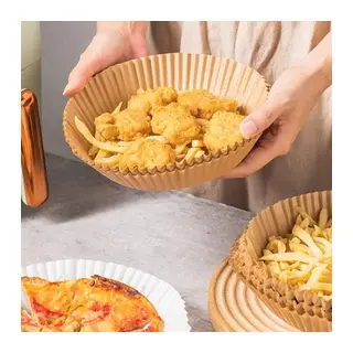 50 Adet Air Fryer Pişirme Kağıdı Tek Kullanımlık Yağ Geçirmez Yuvarlak Tabak Model PVC (5643)