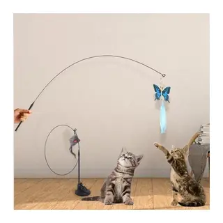 Vantuzlu Tüylü Zilli Olta Kedi Oyuncağı (5643)