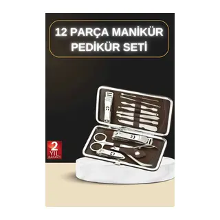 12 Parça Manikür Pedikür Seti Özel Deri Çanta El Ayak Bakımı Akne Ve Sivilce Temizleme