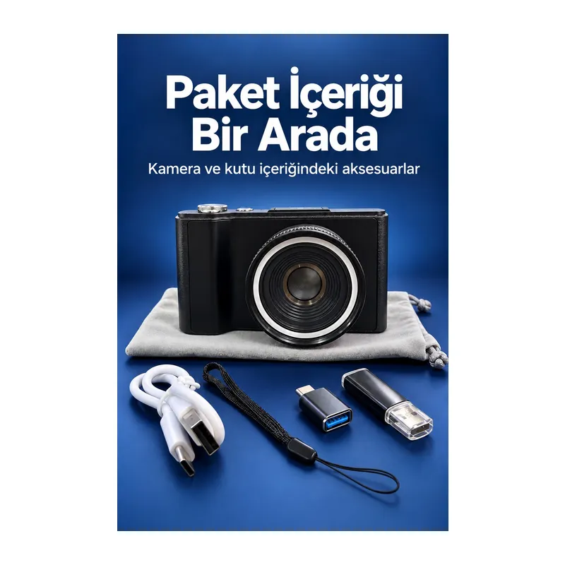 3 İnç Ekranlı Vlog Kamerası Type C Şarjlı Dijital Fotoğraf Makinesi