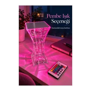 Kumandalı Beyaz Ve Renkli Işıklı Masa Lambası