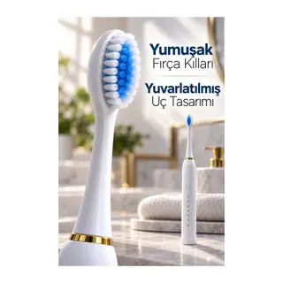 Beyaz Elektrikli Diş Fırçası 3 Yedek Başlıklı