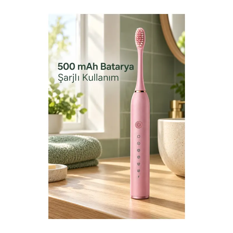 Pembe Şarjlı Diş Fırçası 500 Mah Bataryalı