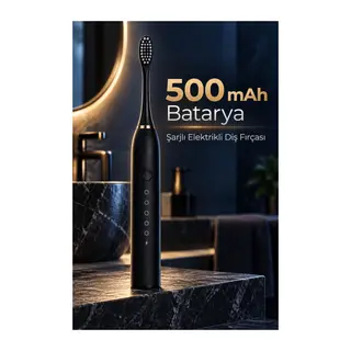 Siyah Şarjlı Elektrikli Diş Fırçası 6 Modlu