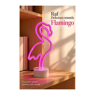 Pembe Işıklı Flamingo Led Lamba Masaüstü Dekoratif