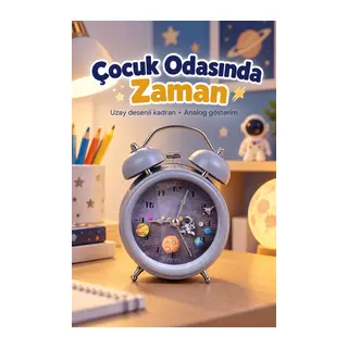 Çift Çanlı Analog Çalar Saat Dekoratif Masa Saati