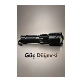Dijital Göstergeli Led El Feneri Type C Şarjlı Teleskopik Zoom Özellikli