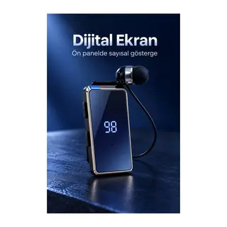 Klipsli Bluetooth Kulaklık Dijital Ekranlı Eller Serbest Görüşme