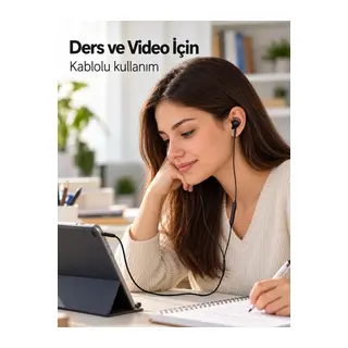 Müzik Ve Görüşme İçin Mikrofonlu Siyah Kulaklık