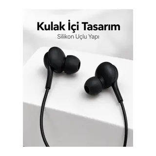 Siyah Tasarımlı Jak Girişli Kablolu Kulak İçi Kulaklık
