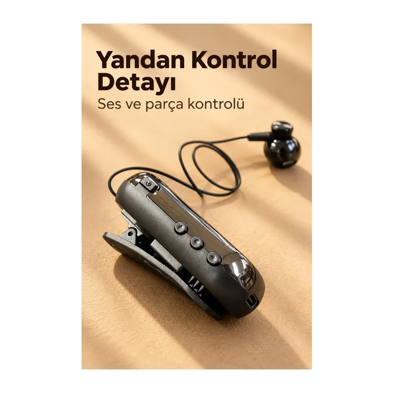 Ses Kontrol Tuşlu Yaka Klipsli Bluetooth Kulaklık