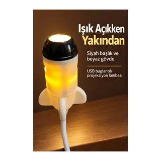 Usb Projeksiyon Lambası Değiştirilebilir Desen Kartlı Roket Tasarımlı