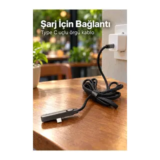 Standlı Şarj Kablosu Çift Type C Bağlantılı