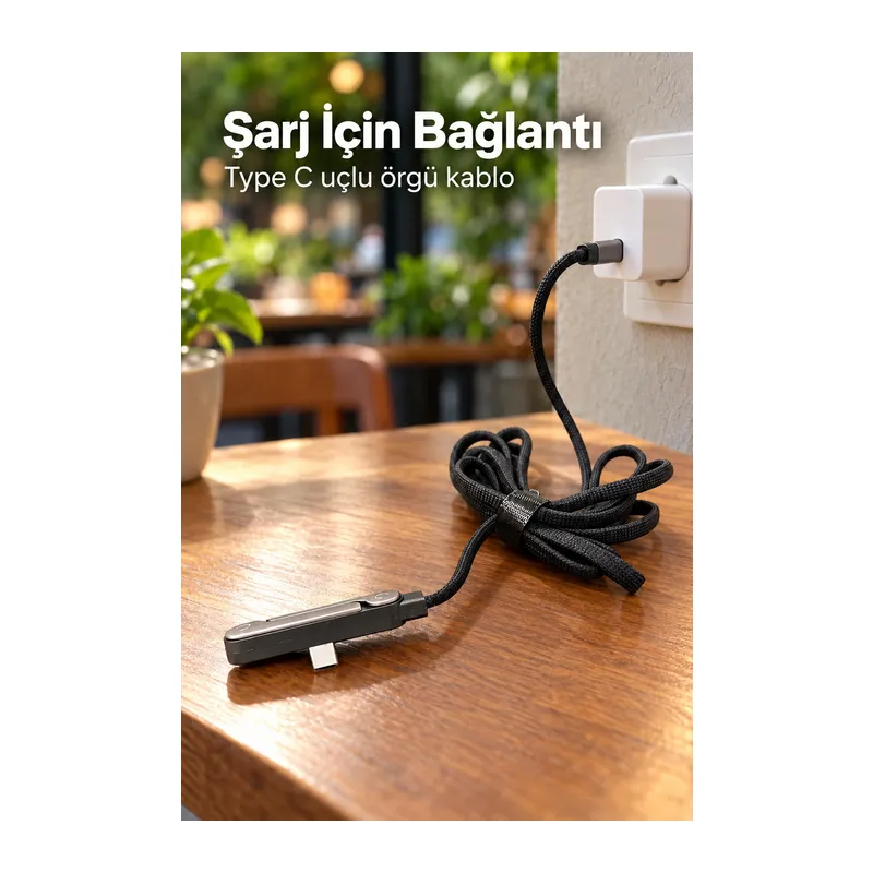 Standlı Şarj Kablosu Çift Type C Bağlantılı