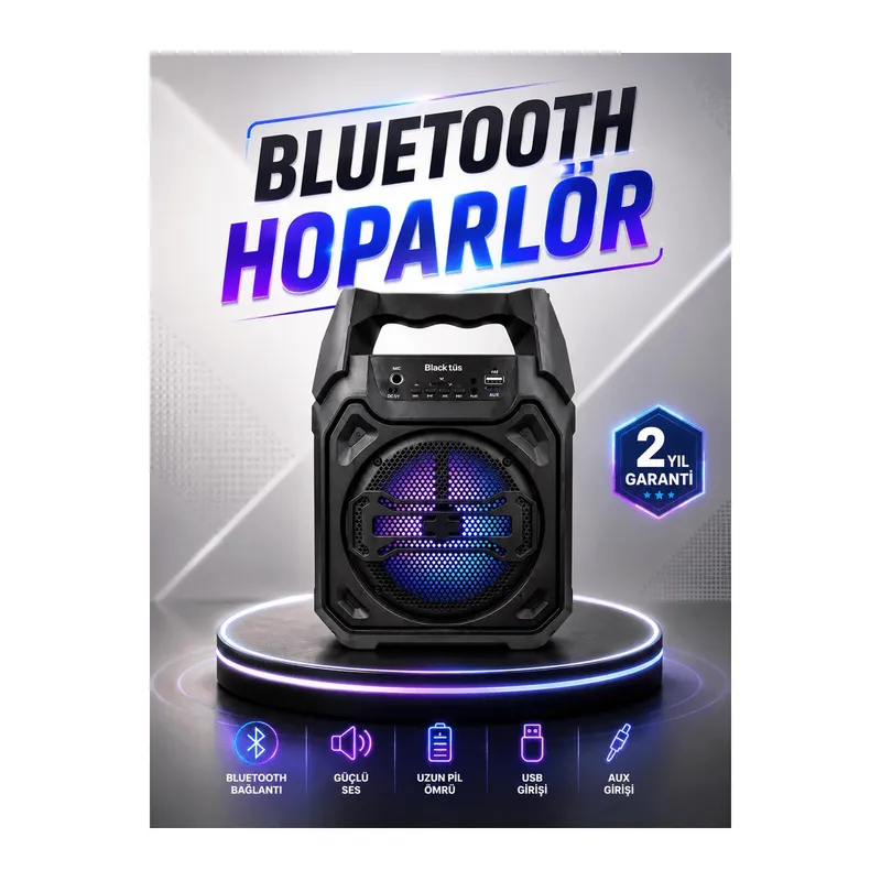 Güçlü Ve Şarj Edilebilir Bluetooth Hoparlör 6.5 İnç
