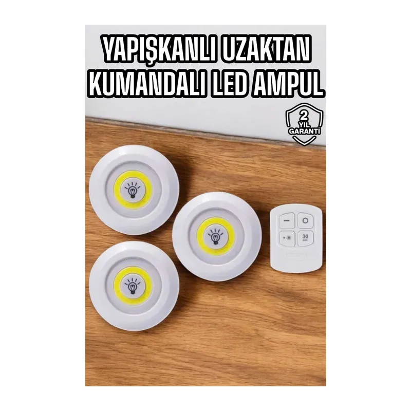 Mutfak Dolap Altı Işığı Uzaktan Kumandalı Yapışkanlı Kablosuz Pilli