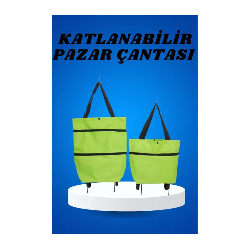 Pazar Arabası Ve Alışveriş Çantası Çift Yönlü Kolay Tekerlekli Taşınabilir