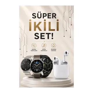 Akıllı Saat Ve Kulaklık Seti Dokunmatik Ekran 5.0 Bluetooth Bağlantılı Sesli Görüşme