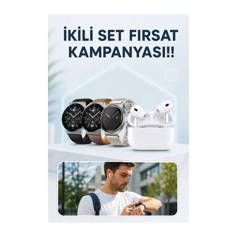 Aynalı Bluetooth Kulaklık Yeni Nesil Akıllı Saat Titreşimli Nabız Ölçer Spor Modları