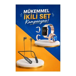 Kablolu Bluetooth Kulaklık Ve Kadınlara Özel Bileklik Hediyeli Yeni Nesil Akıllı Saat 3 Kordonlu