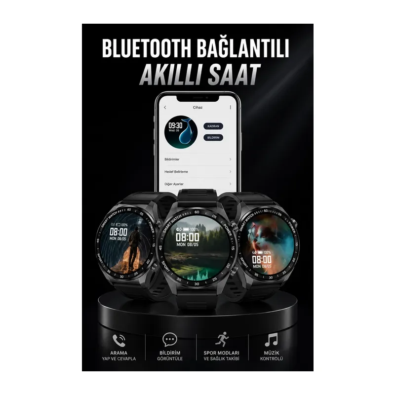 Akıllı Saat Gps Ve Nfc Özelliği Sesli Görüşme Dokunmstik Ekran