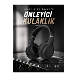 Kulak Üstü Kablosuz Bluetooth Kulaklık Gürültü Önleyici Ayarlanabilir