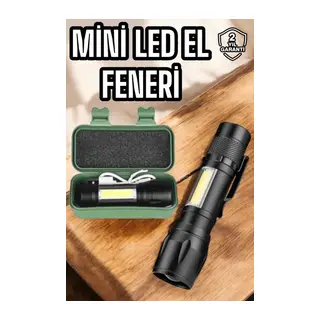 Şarjlı Metal Zoomlu El Feneri Işıldak Led Işık Taşınabilir El Lambası