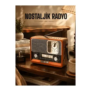 Ahşap Görünümlü Retro Bluetooth Radyo Usb,aux Ve Sd Kart Girişli