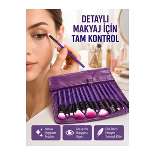 Fondöten, Allık Ve Far Uygulamalarına Uygun 12 Parça Makyaj Fırça Takımı Ergonomik Saplı