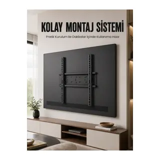 50-95 İnç Sabit Tv Duvar Askı Atı Güçlü Çelik Gövde Kolay Montaj Geniş Vesa Uyumlu