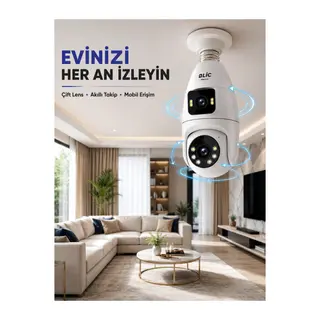 Wi-fi Ampul Kamera Sistemi Gece Görüşlü Çift Lens