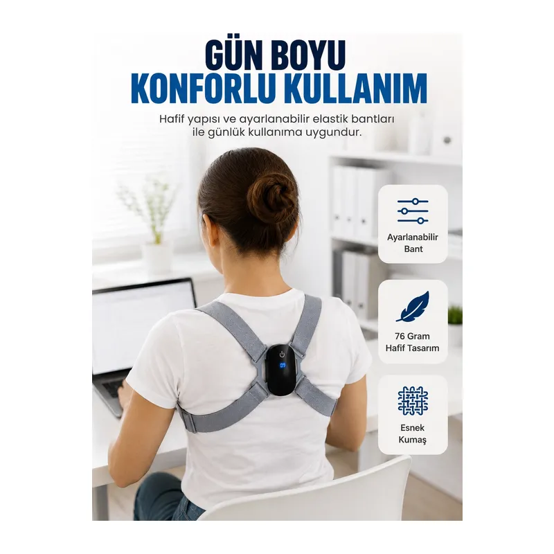 Şarjlı Akıllı Dik Duruş Destek Atı Ayarlanabilir Omuz Bandı