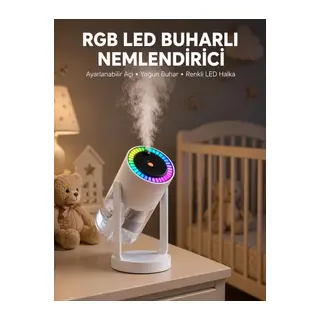 Ultrasonik Hava Nemlendirici Renkli Işık Ve Manuel Püskürtme Ayarı Yeni Nesil