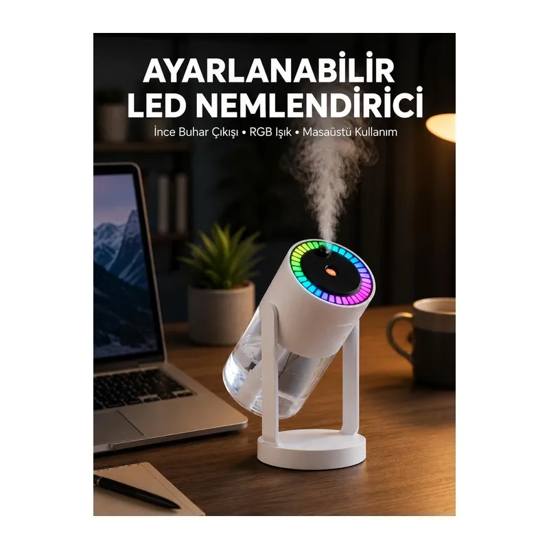 Rgb Işıklı Hava Nemlendirici Ultrasonik Teknoloji Ve Portatif Tasarım Yeni Nesil