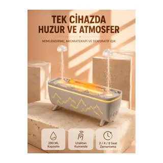 Aroma Difüzörü 280 Ml Yağmur Damlası Efektli Hava Nemlendirici Uzaktan Kumandalı Led Işıklı