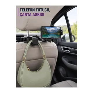 Araç Koltuk Arkası Telefon Tutucu Ve Çanta Askısı Atı