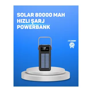 80000 Mah Yüksek Kapasiteli Powerbank Göstergeli Solar Şarj Cihazı