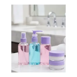 Taşınabilir 5’li Seyahat Banyo Seti Şeffaf Kozmetik Kapları