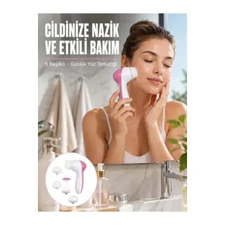 5 Başlıklı Cilt Temizleme Cihazı Ultra Kaliteli Yumuşak Kırşıklık Karşıtı Yeni Nesil