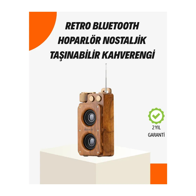 Ahşap Tarzı Kablosuz Hoparlör 5w Güçlü Bass Tf Usb Aux