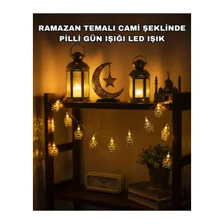 Ramazan Ve Bayram Dekoratif Led Işık Cami Figürlü Sıcak Sarı Aydınlatma