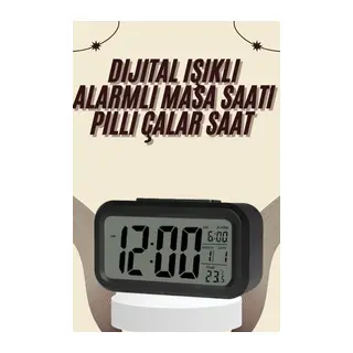 Dijital Masa Saati Termometreli Takvim Çalar Saat Led Ekran Pilli