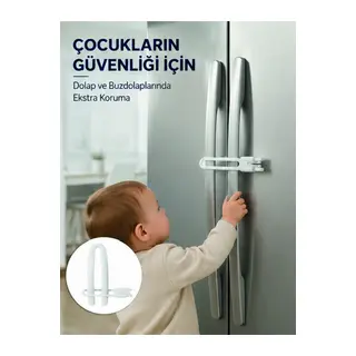 4 Adet Dolap Kapak Kilidi Ev İçi Güvenlik İçin Pratik Koruma Seti Yeni Nesil