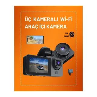 Full Hd Çözünürlüklü Üç Kameralı Araç İçi Kamera – Park Ve Sürüş Güvenliği