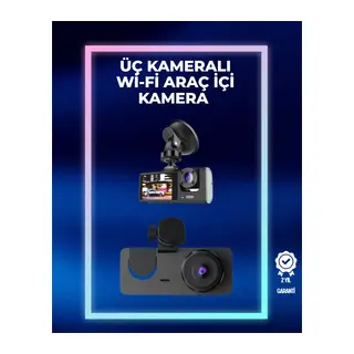 1080p Ön + 720p Arka & İç Kamera – Suya Dayanıklı Araç Güvenlik Kamerası